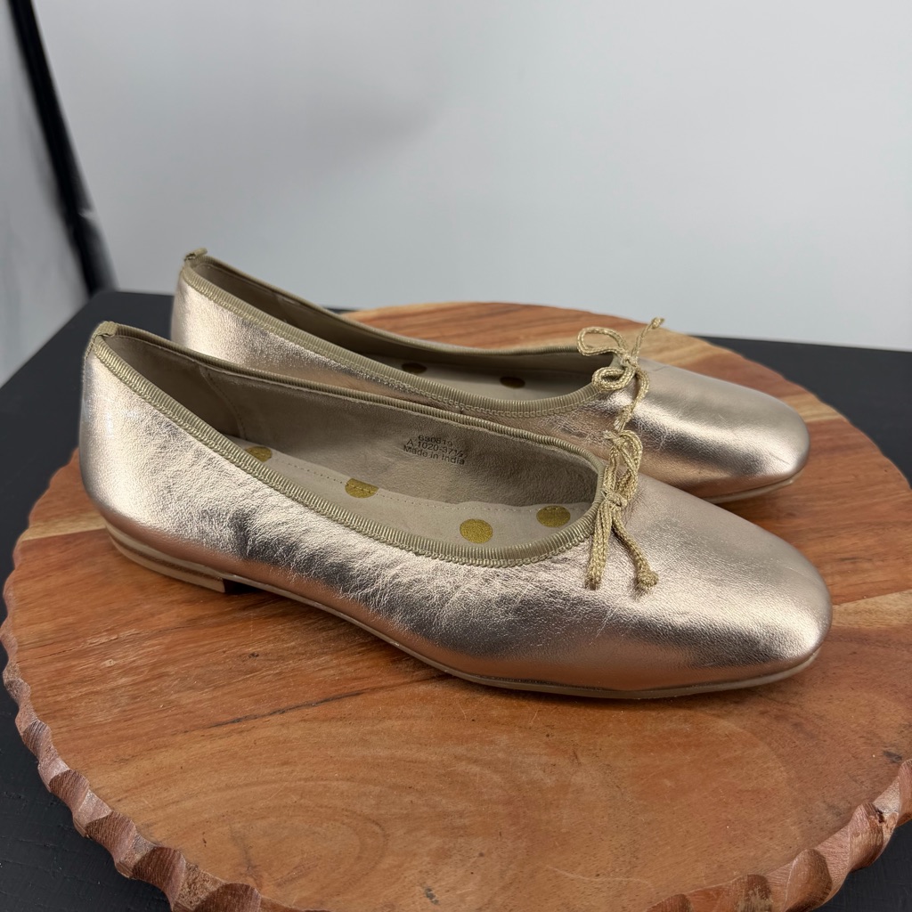 Boden Kitty Leather Flexi Sole Ballet Flats Womens Size 37.5 - 6.5 Us Gold